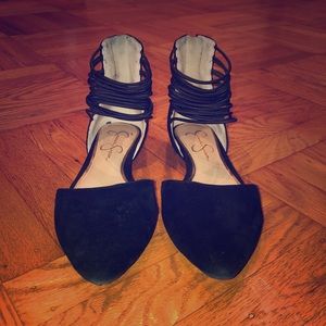 Ankle Strap Velvet Flats